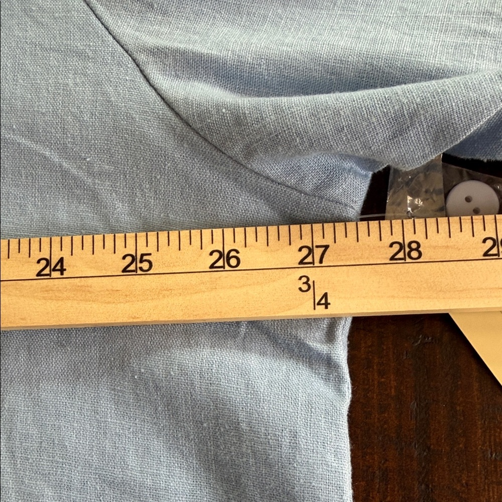 NWT LINEN BLEND Studio Works Blue Button Shirt 22W Coastal Grandmother Breezy - Picture 12 of 15